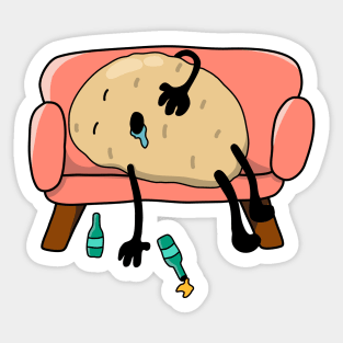 Funny Couch Potato Cartoon Sticker